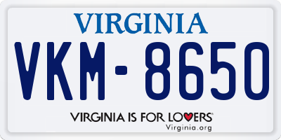 VA license plate VKM8650