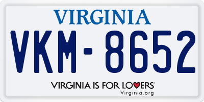 VA license plate VKM8652