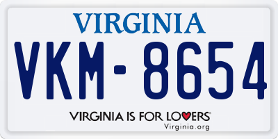 VA license plate VKM8654