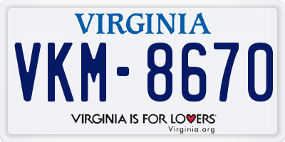 VA license plate VKM8670