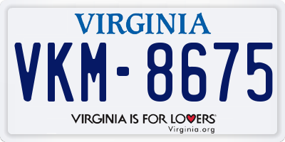 VA license plate VKM8675