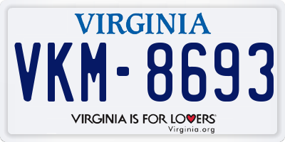 VA license plate VKM8693