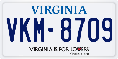 VA license plate VKM8709