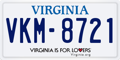 VA license plate VKM8721