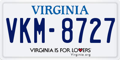 VA license plate VKM8727