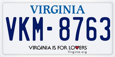 VA license plate VKM8763