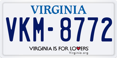 VA license plate VKM8772