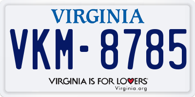 VA license plate VKM8785