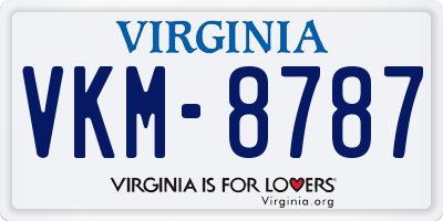 VA license plate VKM8787