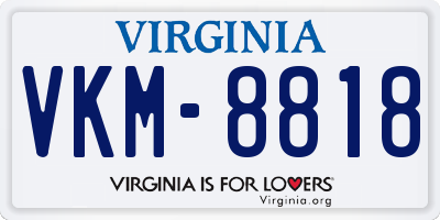 VA license plate VKM8818