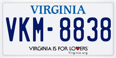 VA license plate VKM8838