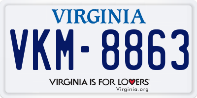 VA license plate VKM8863