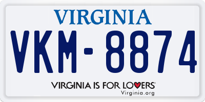 VA license plate VKM8874