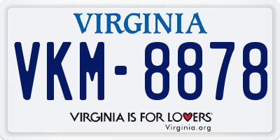 VA license plate VKM8878