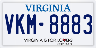 VA license plate VKM8883