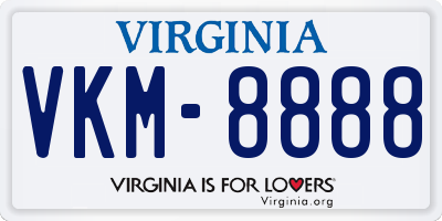 VA license plate VKM8888