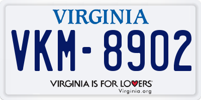 VA license plate VKM8902