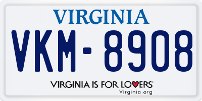 VA license plate VKM8908