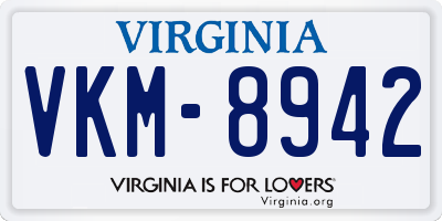 VA license plate VKM8942