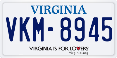 VA license plate VKM8945
