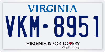 VA license plate VKM8951