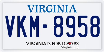 VA license plate VKM8958