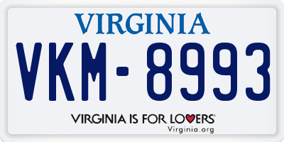 VA license plate VKM8993