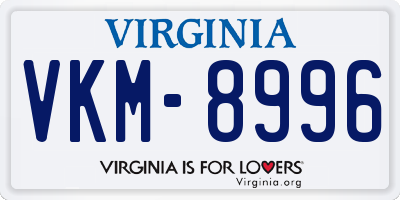 VA license plate VKM8996