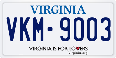 VA license plate VKM9003