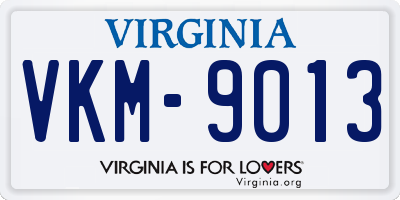 VA license plate VKM9013