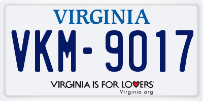 VA license plate VKM9017
