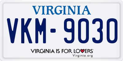 VA license plate VKM9030