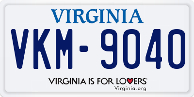 VA license plate VKM9040