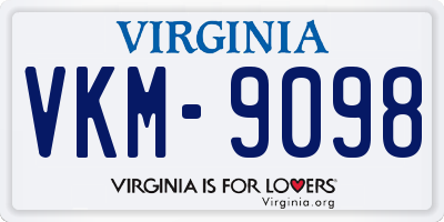 VA license plate VKM9098