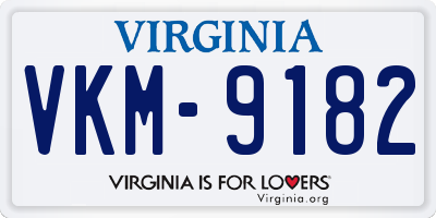 VA license plate VKM9182