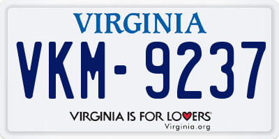 VA license plate VKM9237