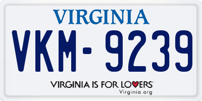 VA license plate VKM9239