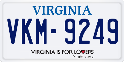 VA license plate VKM9249