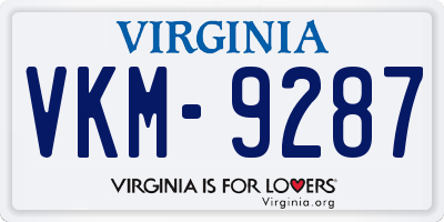 VA license plate VKM9287