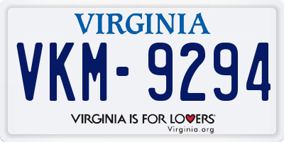 VA license plate VKM9294