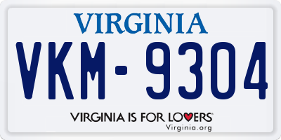 VA license plate VKM9304