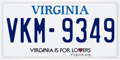 VA license plate VKM9349