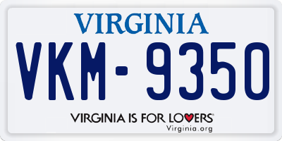 VA license plate VKM9350
