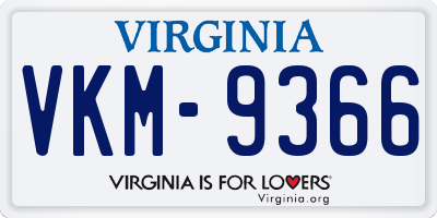 VA license plate VKM9366