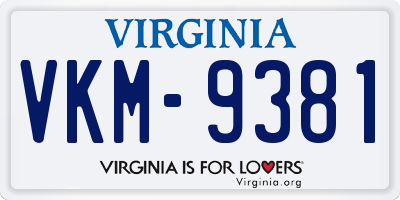VA license plate VKM9381
