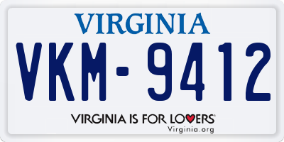VA license plate VKM9412