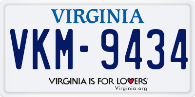 VA license plate VKM9434