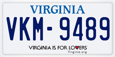 VA license plate VKM9489