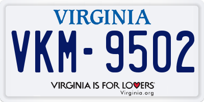 VA license plate VKM9502