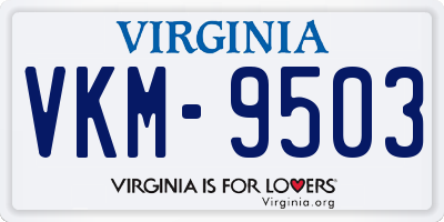 VA license plate VKM9503